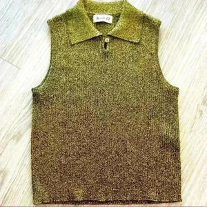 NEO-DE-FIL VINTAGE GOLD SLEEVELESS COLLAR TOP  SIZE SMALL